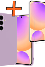 Nomfy Hoesje Geschikt voor Samsung S24 FE Hoesje Siliconen Cover Case Met Screenprotector - Hoes Geschikt voor Samsung Galaxy S24 FE Hoes Back Case - Lila