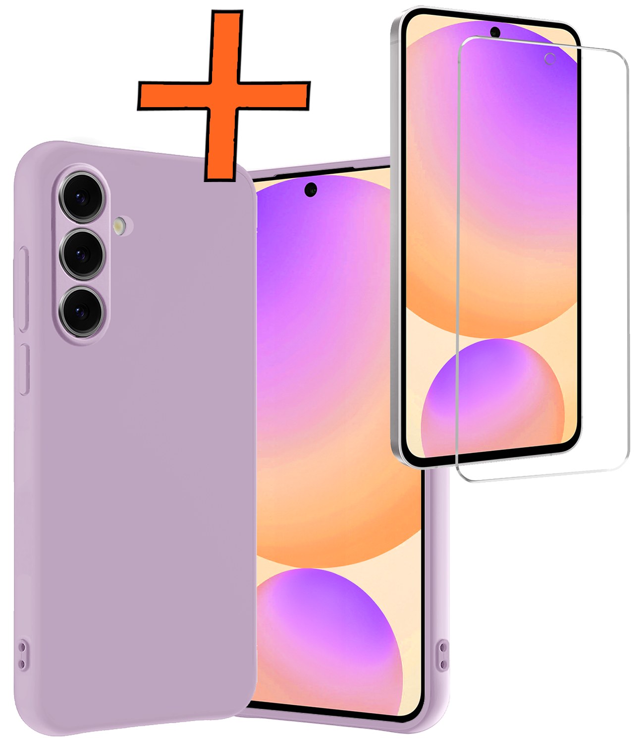 Nomfy Hoesje Geschikt voor Samsung S24 FE Hoesje Siliconen Cover Case Met Screenprotector - Hoes Geschikt voor Samsung Galaxy S24 FE Hoes Back Case - Lila