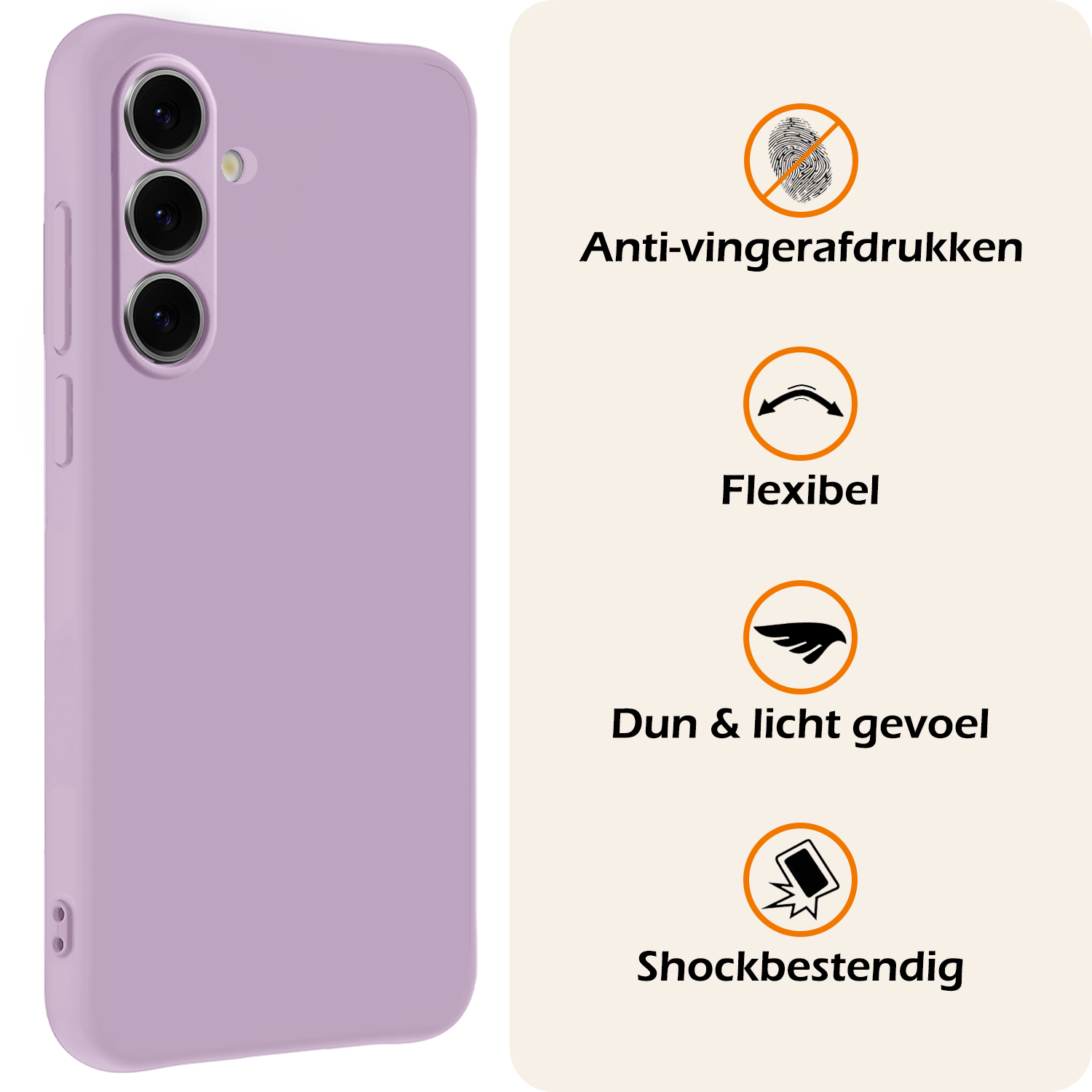 Nomfy Hoesje Geschikt voor Samsung S24 FE Hoesje Siliconen Cover Case Met Screenprotector - Hoes Geschikt voor Samsung Galaxy S24 FE Hoes Back Case - Lila