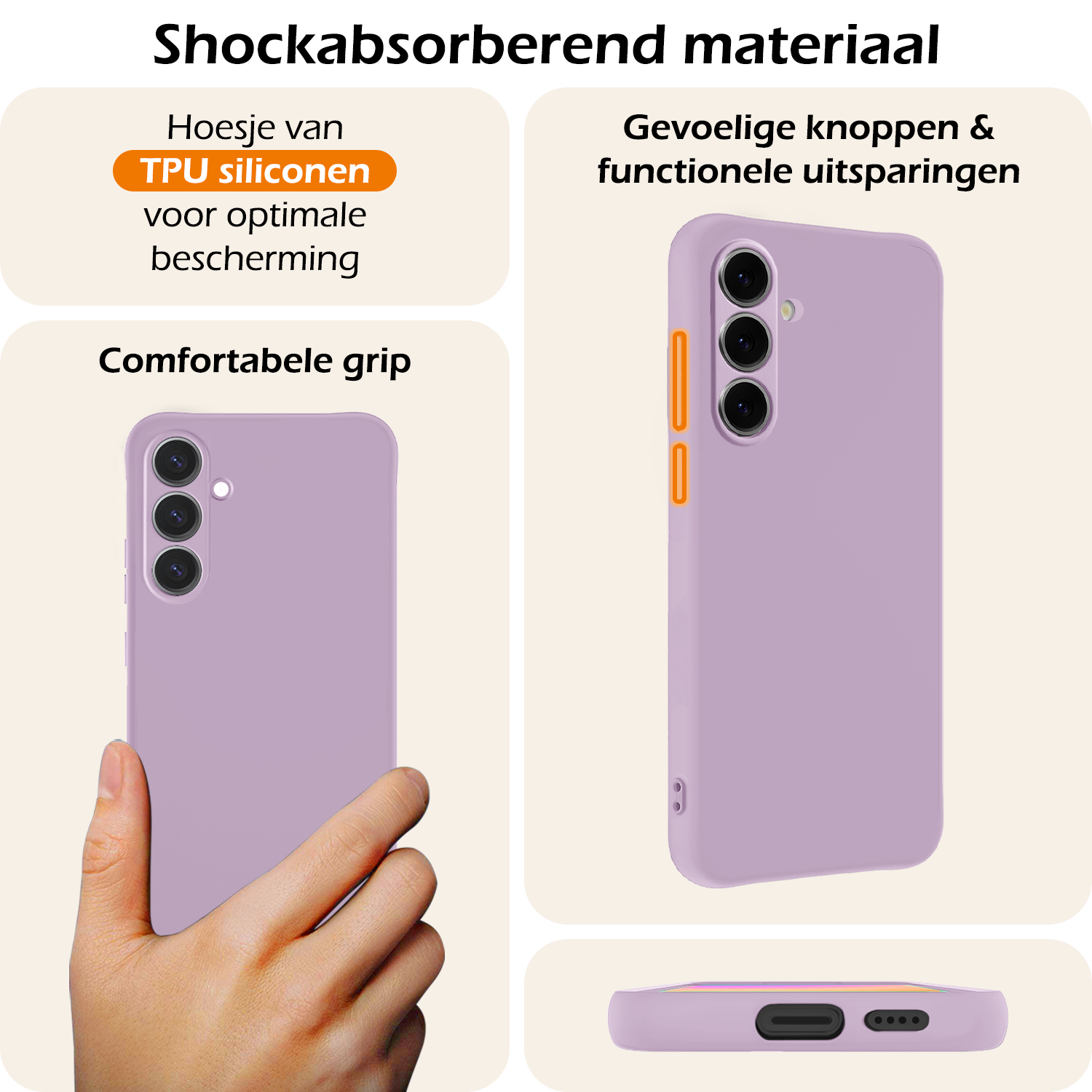 Nomfy Hoesje Geschikt voor Samsung S24 FE Hoesje Siliconen Cover Case Met Screenprotector - Hoes Geschikt voor Samsung Galaxy S24 FE Hoes Back Case - Lila