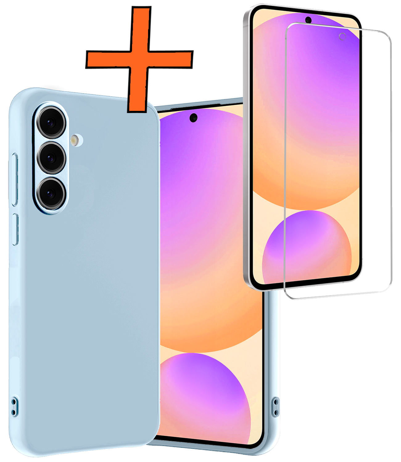 Nomfy Hoesje Geschikt voor Samsung S24 FE Hoesje Siliconen Cover Case Met Screenprotector - Hoes Geschikt voor Samsung Galaxy S24 FE Hoes Back Case - Lichtblauw