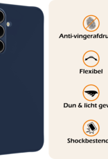 Nomfy Hoesje Geschikt voor Samsung S24 FE Hoesje Siliconen Cover Case Met Screenprotector - Hoes Geschikt voor Samsung Galaxy S24 FE Hoes Back Case - Donkerblauw