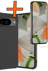 Nomfy Hoesje Geschikt voor Google Pixel 9 Hoesje Siliconen Case Hoes Met Screenprotector - Hoes Geschikt voor Google Pixel 9 Hoes Cover Case - Zwart