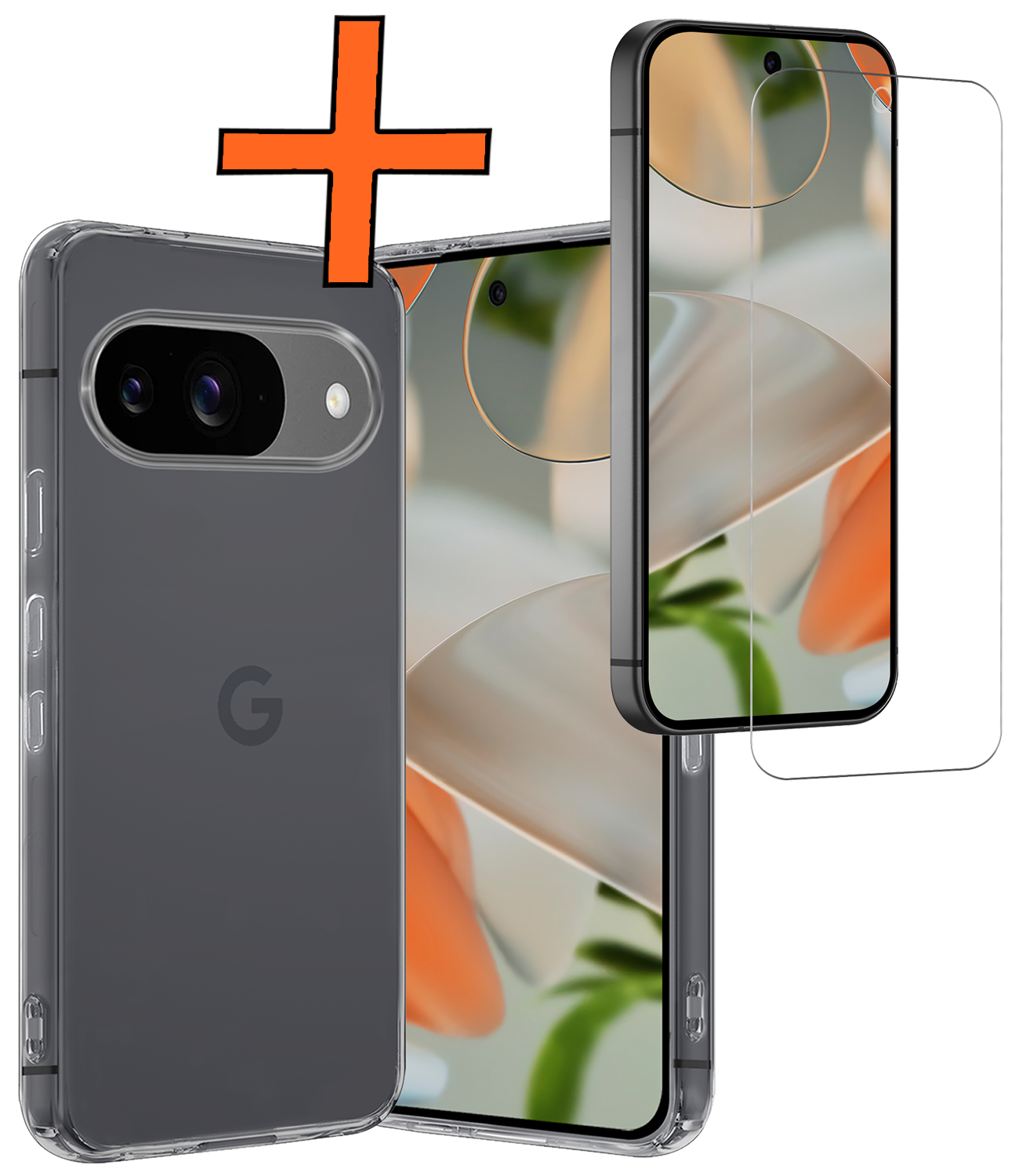 Nomfy Hoesje Geschikt voor Google Pixel 9 Hoesje Siliconen Case Hoes Met Screenprotector - Hoes Geschikt voor Google Pixel 9 Hoes Cover Case - Transparant
