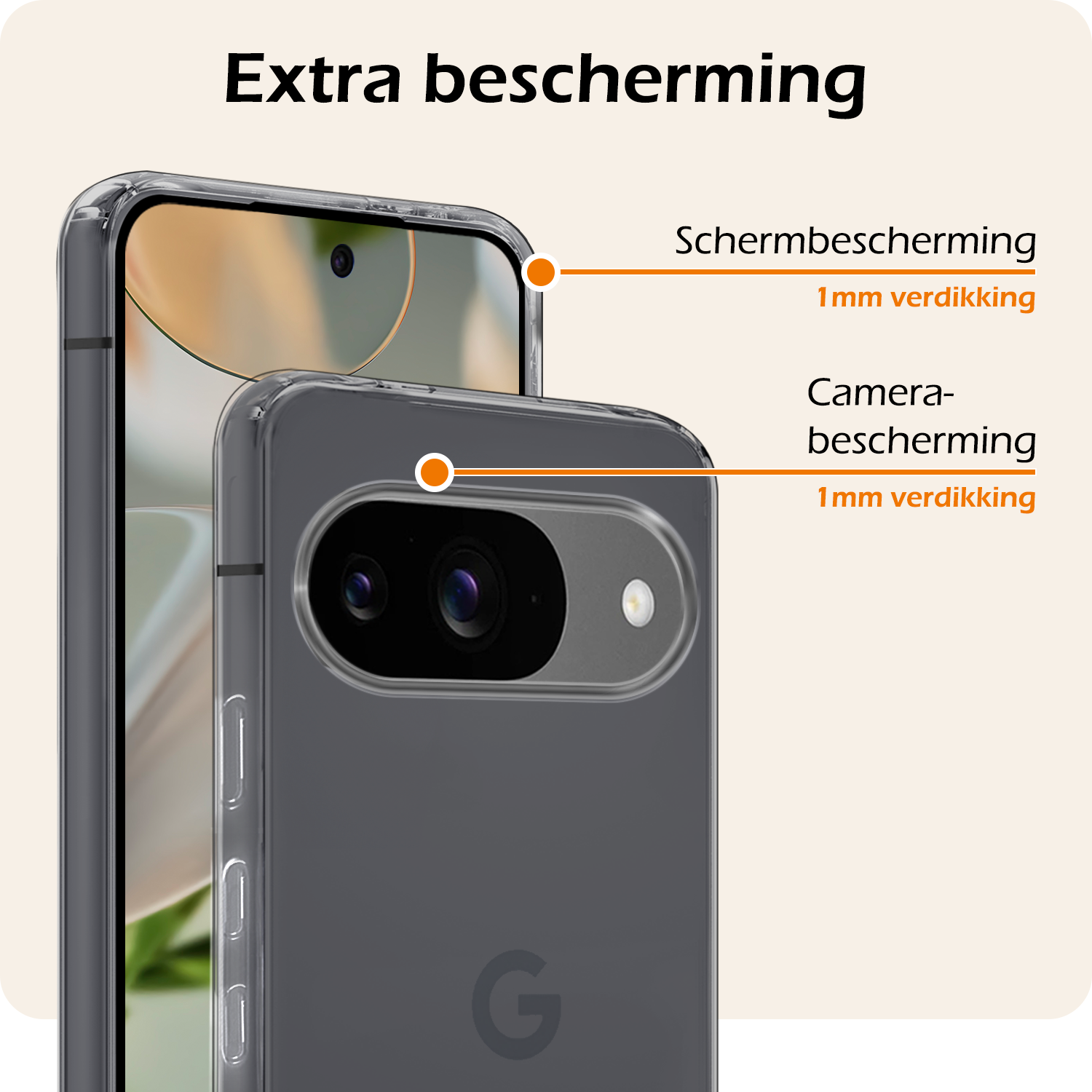 Nomfy Hoesje Geschikt voor Google Pixel 9 Hoesje Siliconen Case Hoes Met Screenprotector - Hoes Geschikt voor Google Pixel 9 Hoes Cover Case - Transparant