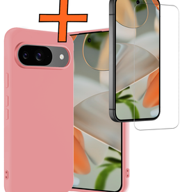 Nomfy Nomfy Google Pixel 9 Hoesje Siliconen Met Screenprotector - Lichtroze