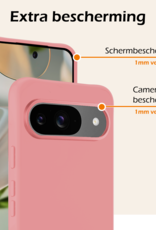 Nomfy Hoesje Geschikt voor Google Pixel 9 Hoesje Siliconen Case Hoes Met Screenprotector - Hoes Geschikt voor Google Pixel 9 Hoes Cover Case - Lichtroze