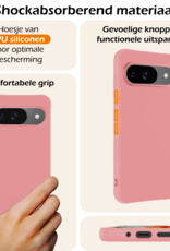Nomfy Hoesje Geschikt voor Google Pixel 9 Hoesje Siliconen Case Hoes Met Screenprotector - Hoes Geschikt voor Google Pixel 9 Hoes Cover Case - Lichtroze