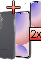 NoXx Hoes Geschikt voor Samsung S24 FE Hoesje Cover Siliconen Back Case Hoes Met 2x Screenprotector - Transparant