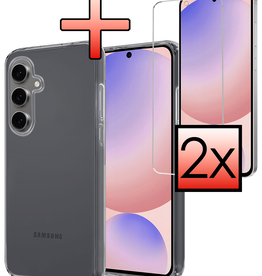 NoXx NoXx Samsung Galaxy S24 FE Hoesje Siliconen Met 2x Screenprotector - Transparant