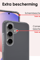 NoXx Hoes Geschikt voor Samsung S24 FE Hoesje Cover Siliconen Back Case Hoes Met 2x Screenprotector - Transparant