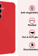 NoXx Hoes Geschikt voor Samsung S24 FE Hoesje Cover Siliconen Back Case Hoes Met 2x Screenprotector - Rood