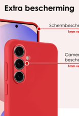 NoXx Hoes Geschikt voor Samsung S24 FE Hoesje Cover Siliconen Back Case Hoes Met 2x Screenprotector - Rood