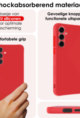 NoXx Hoes Geschikt voor Samsung S24 FE Hoesje Cover Siliconen Back Case Hoes Met 2x Screenprotector - Rood