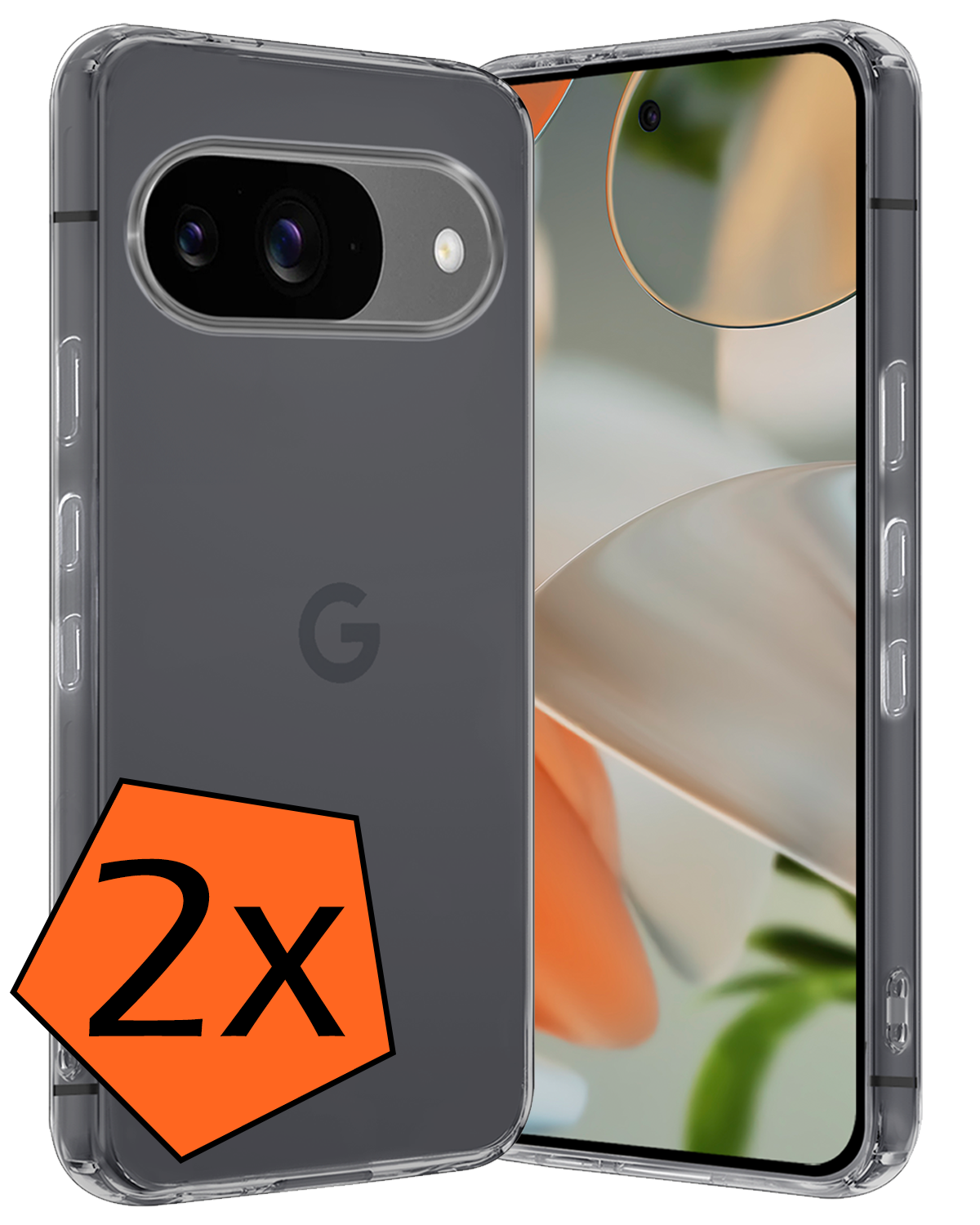 Nomfy Hoesje Geschikt voor Google Pixel 9 Hoesje Siliconen Case Hoes - Hoes Geschikt voor Google Pixel 9 Hoes Cover Case - Transparant - 2 PACK
