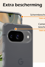 Nomfy Hoesje Geschikt voor Google Pixel 9 Hoesje Siliconen Case Hoes - Hoes Geschikt voor Google Pixel 9 Hoes Cover Case - Transparant - 2 PACK