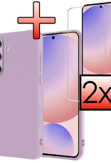 NoXx Hoes Geschikt voor Samsung S24 FE Hoesje Cover Siliconen Back Case Hoes Met 2x Screenprotector - Lila