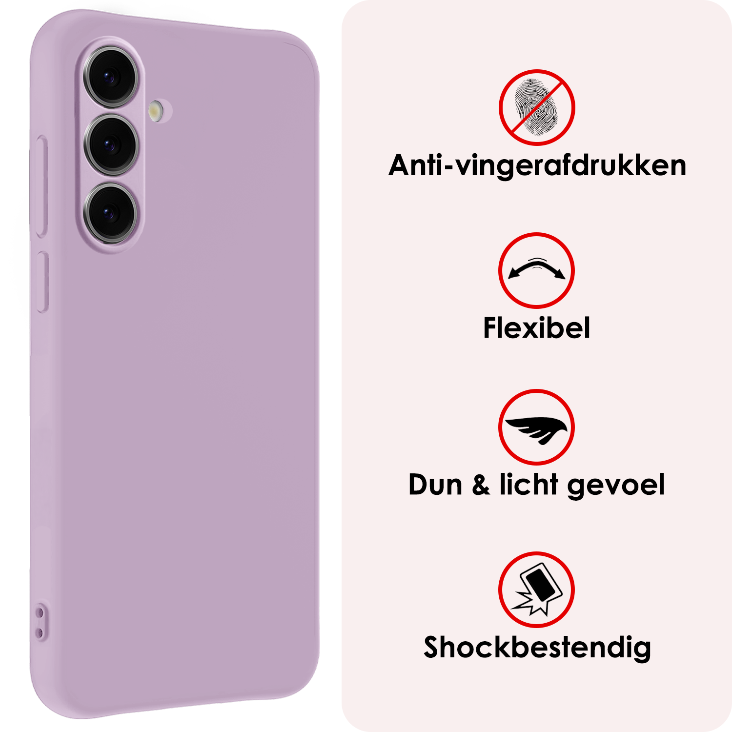 NoXx Hoes Geschikt voor Samsung S24 FE Hoesje Cover Siliconen Back Case Hoes Met 2x Screenprotector - Lila