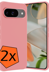 Nomfy Hoesje Geschikt voor Google Pixel 9 Hoesje Siliconen Case Hoes - Hoes Geschikt voor Google Pixel 9 Hoes Cover Case - Lichtroze - 2 PACK