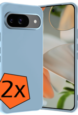 Nomfy Hoesje Geschikt voor Google Pixel 9 Hoesje Siliconen Case Hoes - Hoes Geschikt voor Google Pixel 9 Hoes Cover Case - Lichtblauw - 2 PACK