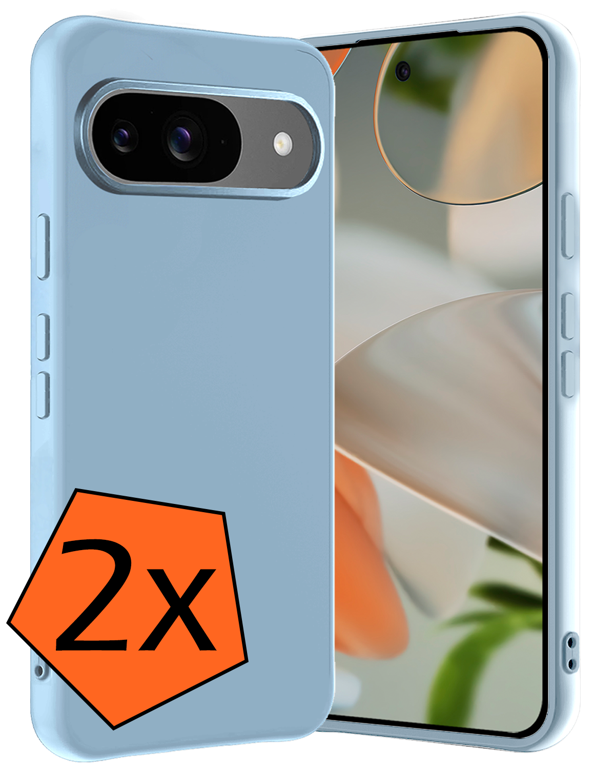 Nomfy Hoesje Geschikt voor Google Pixel 9 Hoesje Siliconen Case Hoes - Hoes Geschikt voor Google Pixel 9 Hoes Cover Case - Lichtblauw - 2 PACK