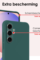 NoXx Hoes Geschikt voor Samsung S24 FE Hoesje Cover Siliconen Back Case Hoes Met 2x Screenprotector - Donkergroen