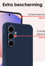 NoXx Hoes Geschikt voor Samsung S24 FE Hoesje Cover Siliconen Back Case Hoes Met 2x Screenprotector - Donkerblauw