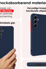 NoXx Hoes Geschikt voor Samsung S24 FE Hoesje Cover Siliconen Back Case Hoes Met 2x Screenprotector - Donkerblauw