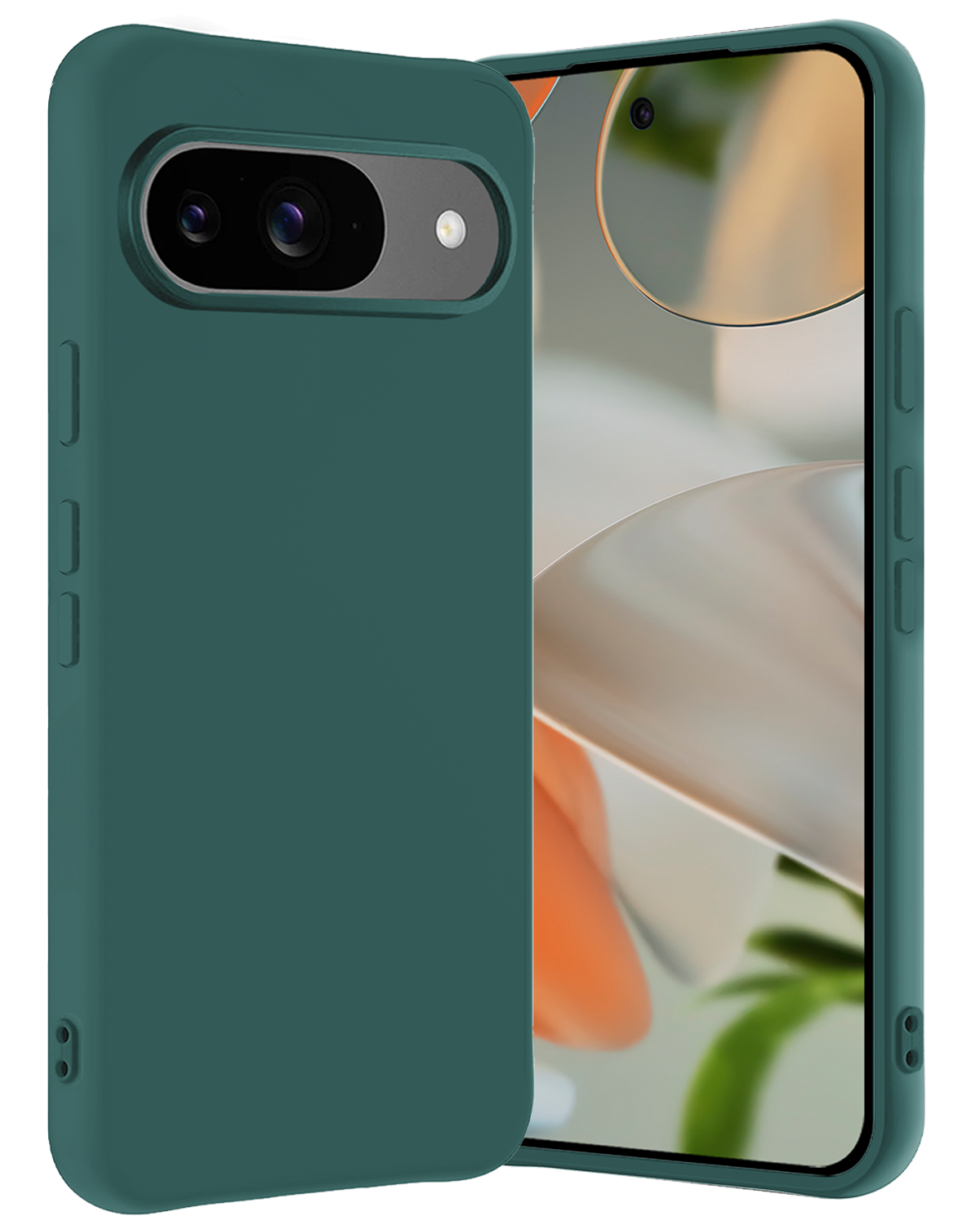 Nomfy Hoesje Geschikt voor Google Pixel 9 Hoesje Siliconen Case Hoes - Hoes Geschikt voor Google Pixel 9 Hoes Cover Case - Donkergroen