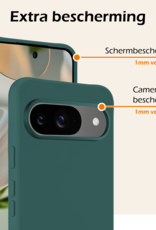 Nomfy Hoesje Geschikt voor Google Pixel 9 Hoesje Siliconen Case Hoes - Hoes Geschikt voor Google Pixel 9 Hoes Cover Case - Donkergroen
