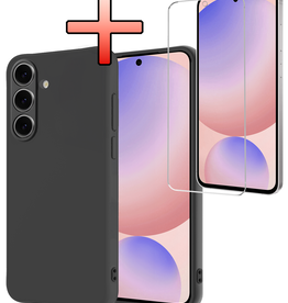 NoXx NoXx Samsung Galaxy S24 FE Hoesje Siliconen Met Screenprotector - Zwart