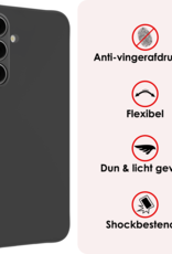 NoXx Hoes Geschikt voor Samsung S24 FE Hoesje Cover Siliconen Back Case Hoes Met Screenprotector - Zwart