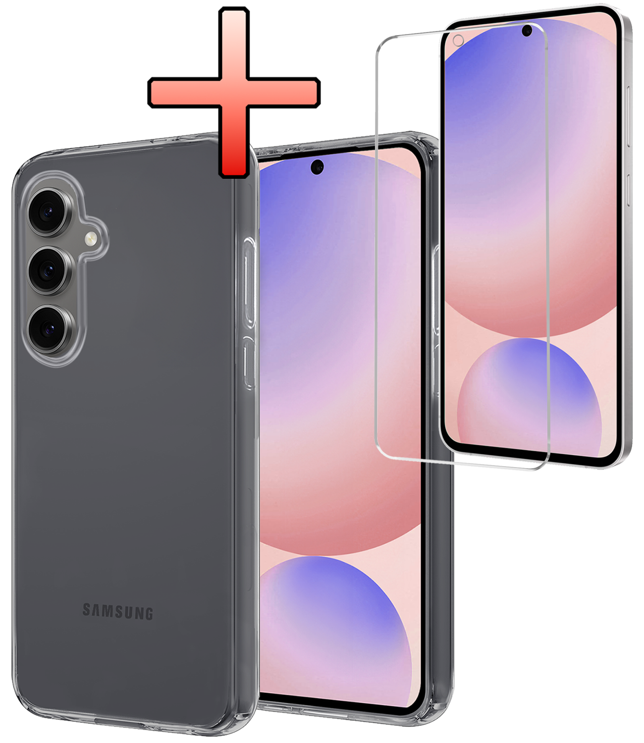 NoXx Hoes Geschikt voor Samsung S24 FE Hoesje Cover Siliconen Back Case Hoes Met Screenprotector - Transparant