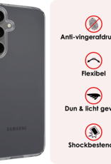 NoXx Hoes Geschikt voor Samsung S24 FE Hoesje Cover Siliconen Back Case Hoes Met Screenprotector - Transparant
