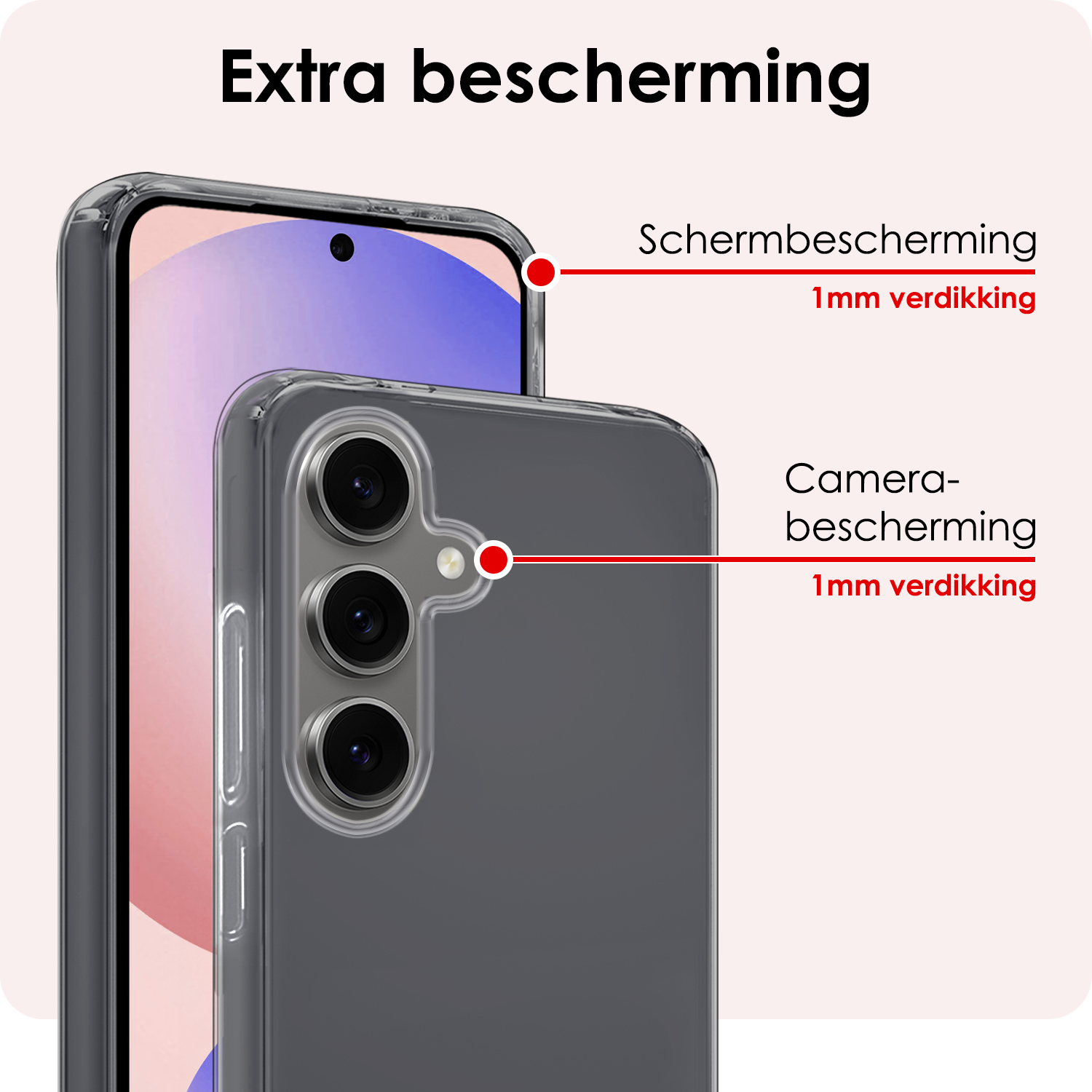 NoXx Hoes Geschikt voor Samsung S24 FE Hoesje Cover Siliconen Back Case Hoes Met Screenprotector - Transparant