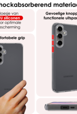 NoXx Hoes Geschikt voor Samsung S24 FE Hoesje Cover Siliconen Back Case Hoes Met Screenprotector - Transparant