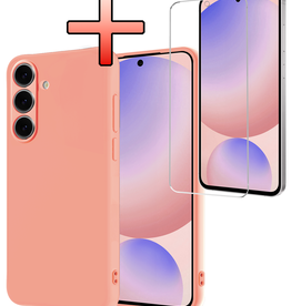 NoXx NoXx Samsung Galaxy S24 FE Hoesje Siliconen Met Screenprotector - Perzik