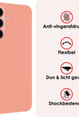 NoXx Hoes Geschikt voor Samsung S24 FE Hoesje Cover Siliconen Back Case Hoes Met Screenprotector - Perzik