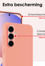 NoXx Hoes Geschikt voor Samsung S24 FE Hoesje Cover Siliconen Back Case Hoes Met Screenprotector - Perzik