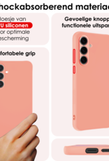 NoXx Hoes Geschikt voor Samsung S24 FE Hoesje Cover Siliconen Back Case Hoes Met Screenprotector - Perzik