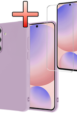 NoXx Hoes Geschikt voor Samsung S24 FE Hoesje Cover Siliconen Back Case Hoes Met Screenprotector - Lila