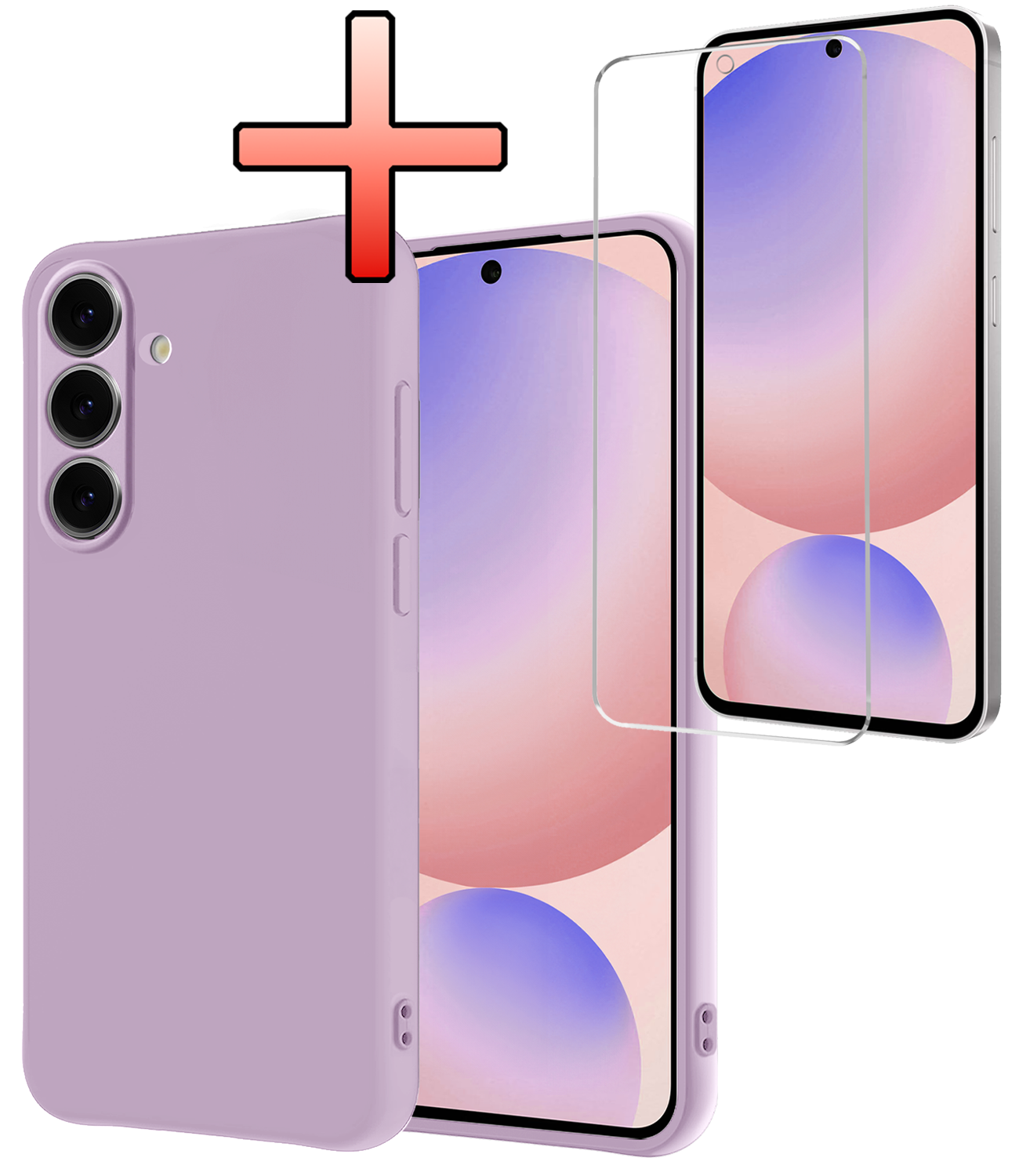 NoXx Hoes Geschikt voor Samsung S24 FE Hoesje Cover Siliconen Back Case Hoes Met Screenprotector - Lila