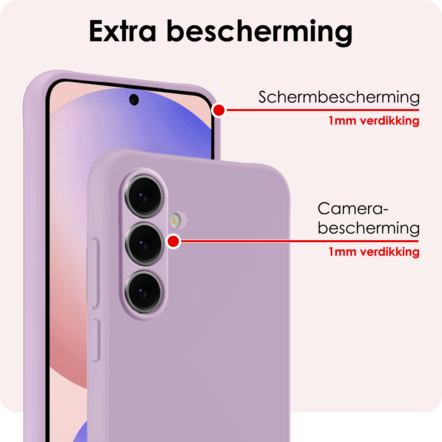 NoXx Hoes Geschikt voor Samsung S24 FE Hoesje Cover Siliconen Back Case Hoes Met Screenprotector - Lila