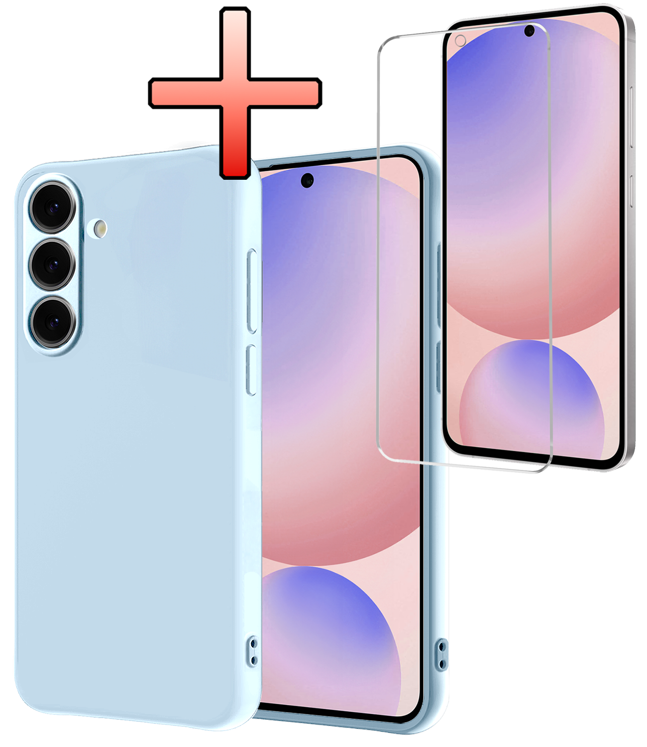 NoXx Hoes Geschikt voor Samsung S24 FE Hoesje Cover Siliconen Back Case Hoes Met Screenprotector - Lichtblauw