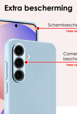 NoXx Hoes Geschikt voor Samsung S24 FE Hoesje Cover Siliconen Back Case Hoes Met Screenprotector - Lichtblauw
