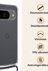 Nomfy Hoesje Geschikt voor Google Pixel 9 Hoesje Siliconen Shock Proof Hoesje Met Koord Case Met Telefoonkoord - Hoes Geschikt voor Google Pixel 9 Hoesje Cover Shockproof Met Koord - Transparant