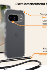 Nomfy Hoesje Geschikt voor Google Pixel 9 Hoesje Siliconen Shock Proof Hoesje Met Koord Case Met Telefoonkoord - Hoes Geschikt voor Google Pixel 9 Hoesje Cover Shockproof Met Koord - Transparant