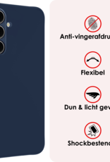 NoXx Hoes Geschikt voor Samsung S24 FE Hoesje Cover Siliconen Back Case Hoes Met Screenprotector - Donkerblauw