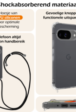 Nomfy Hoesje Geschikt voor Google Pixel 9 Hoesje Siliconen Shock Proof Hoesje Met Koord Case Met Telefoonkoord - Hoes Geschikt voor Google Pixel 9 Hoesje Cover Shockproof Met Koord - Transparant