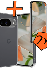 Nomfy Hoesje Geschikt voor Google Pixel 9 Hoesje Siliconen Shock Proof Case Hoes Met 2x Screenprotector - Hoes Geschikt voor Google Pixel 9 Hoes Cover Case Shockproof - Transparant